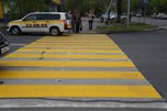 Трассу М60 в Уссурийске начали раскрашивать в желто-белый цвет